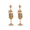Exaggerated Alloy Inlaid Pearl Wine Glass Earrings