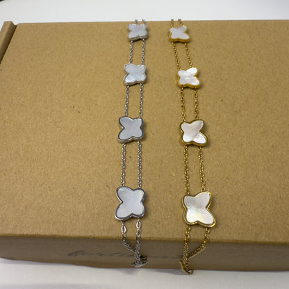 Gold Butterfly Mother of Pearl Stainless Steel Bracelet