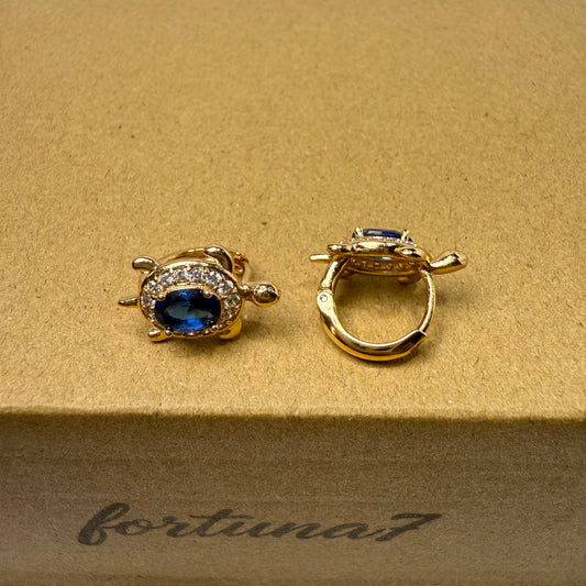 Gold-plated turtle earrings with zircon