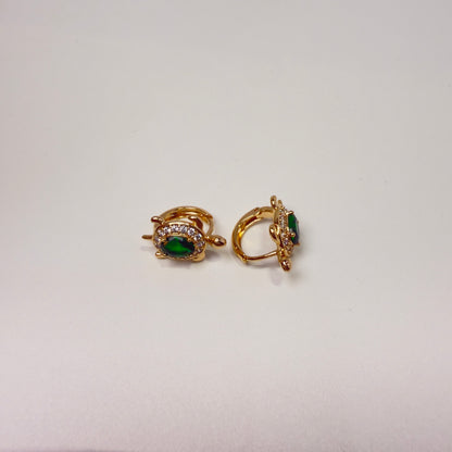 Gold-plated turtle earrings with zircon