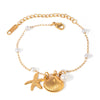 18K Gold Shell Starfish Pendant Bracelet Jewelry Set