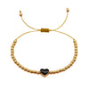 Braided Copper Bead Oil Drop Peach Heart Bracelet
