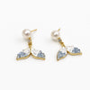 Crystal chip mermaid‑tail pearl drop earrings
