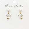 Mother‑of‑pearl dolphin pearl drop earrings