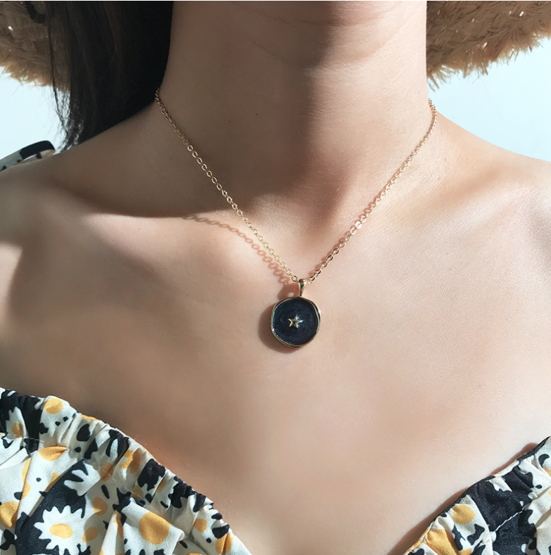 moon star heart enamel necklace