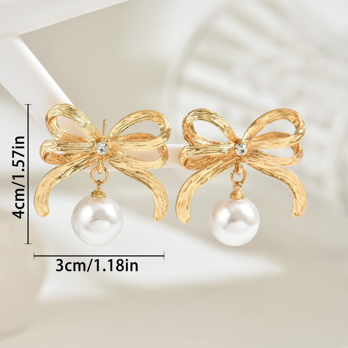new korean style bowknot earrings for women, unique inlaid pearl design stud earrings, versatile premium texture ear jewelry - fortune7jewelry