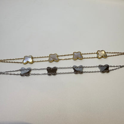 Gold Butterfly Mother of Pearl Stainless Steel Bracelet