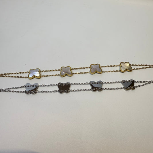 Gold Butterfly Mother of Pearl Stainless Steel Bracelet