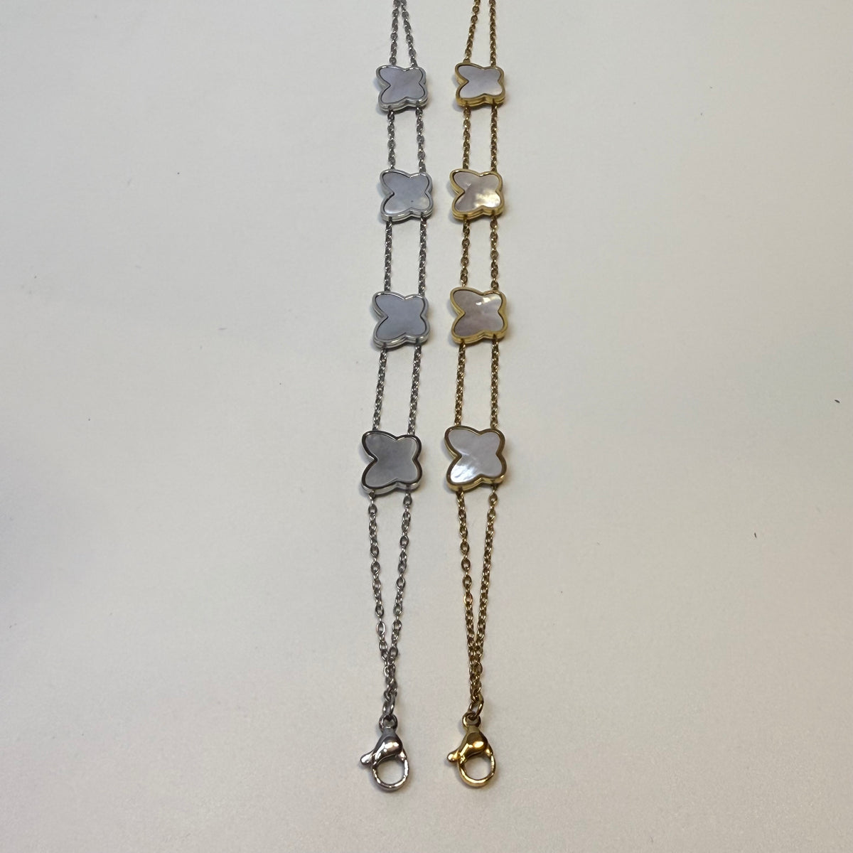gold butterfly mother of pearl stainless steel bracelet