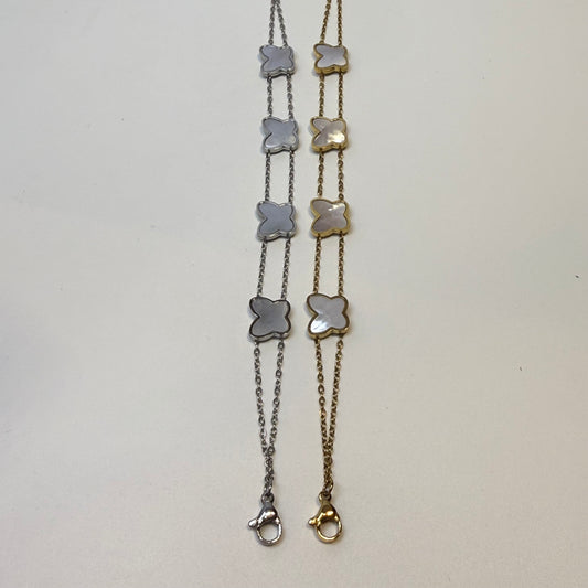Gold Butterfly Mother of Pearl Stainless Steel Bracelet