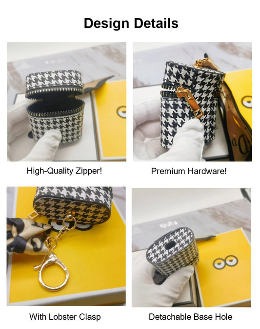 Mini PU Leather Earphone Pouch & Lipstick Bag Keychain