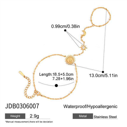 Stainless Steel Zircon Pearl Ring Bracelet