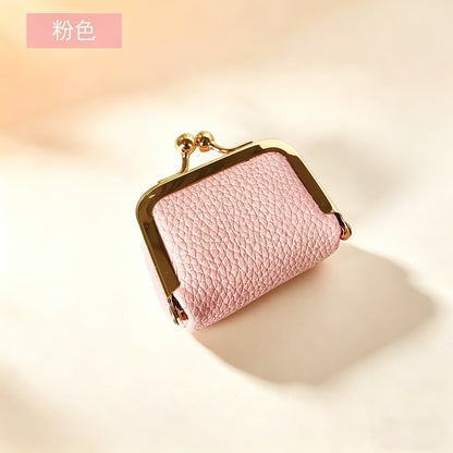 Mini Leather Kiss Lock Travel Jewelry Pouch