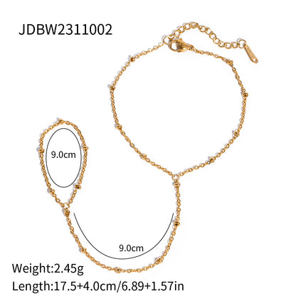 Stainless Steel Zircon Pearl Ring Bracelet