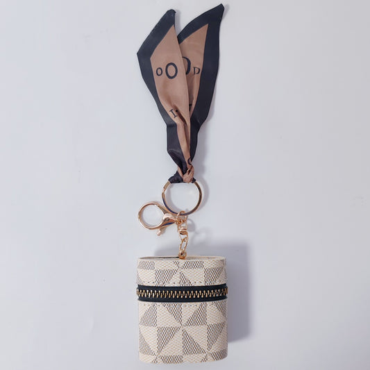 Mini PU Leather Earphone Pouch & Lipstick Bag Keychain