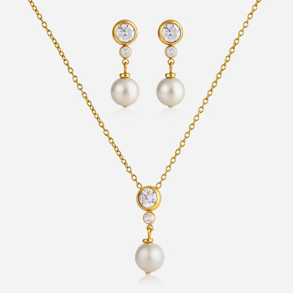 18K Gold Plated Pearl Pendant with Zircon