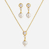 18K Gold Plated Pearl Pendant with Zircon