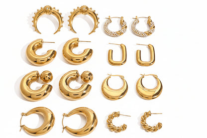 Stainless Steel Double C Zircon Stud Earring