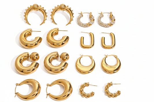 Stainless Steel Double C Zircon Stud Earring