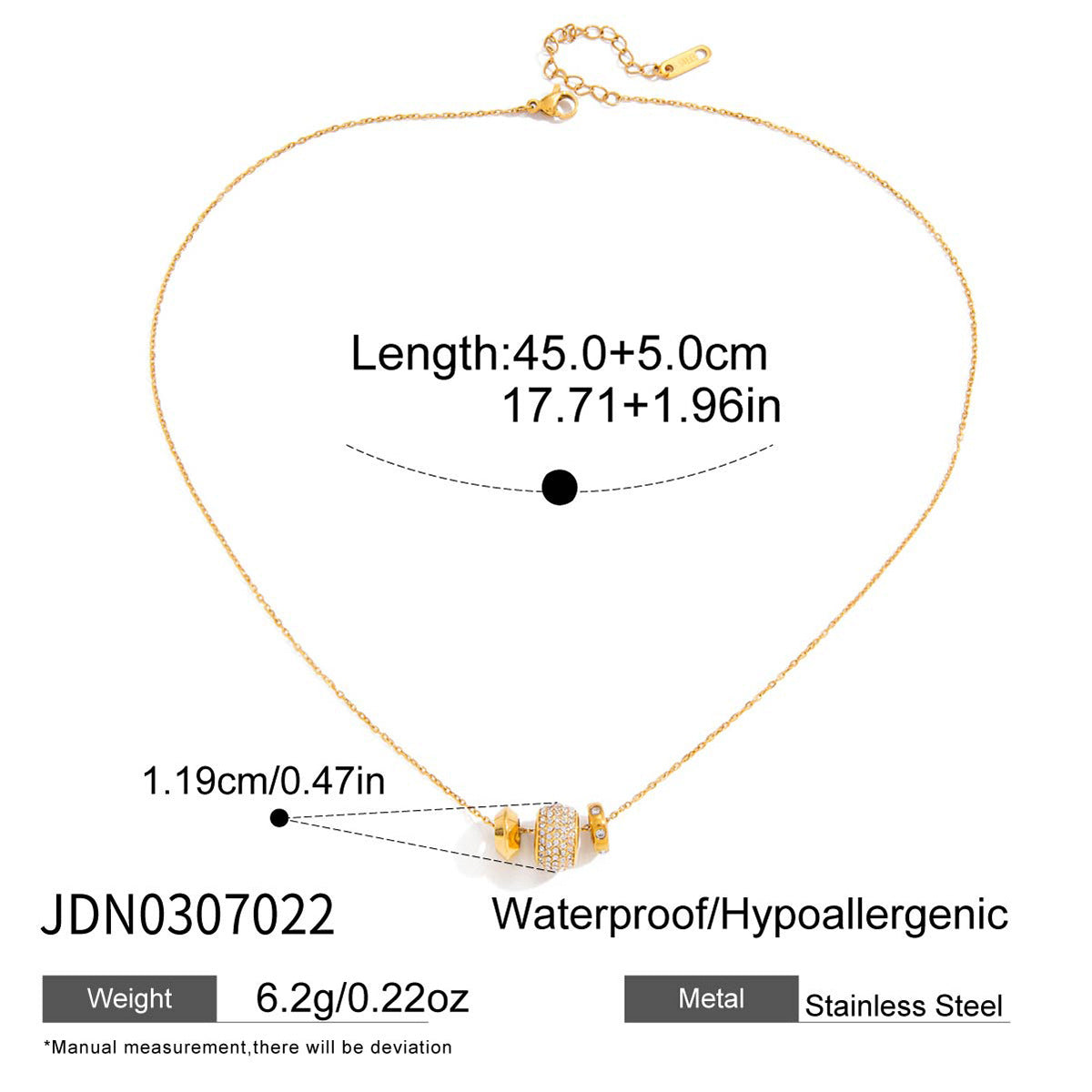 lucky stainless steel zircon round pendant
