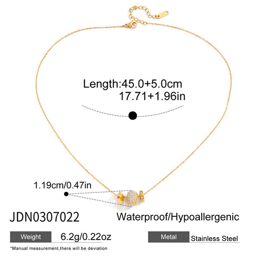Lucky Stainless Steel Zircon Round Pendant