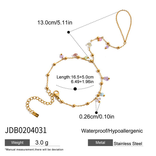 Stainless Steel Zircon Pearl Ring Bracelet
