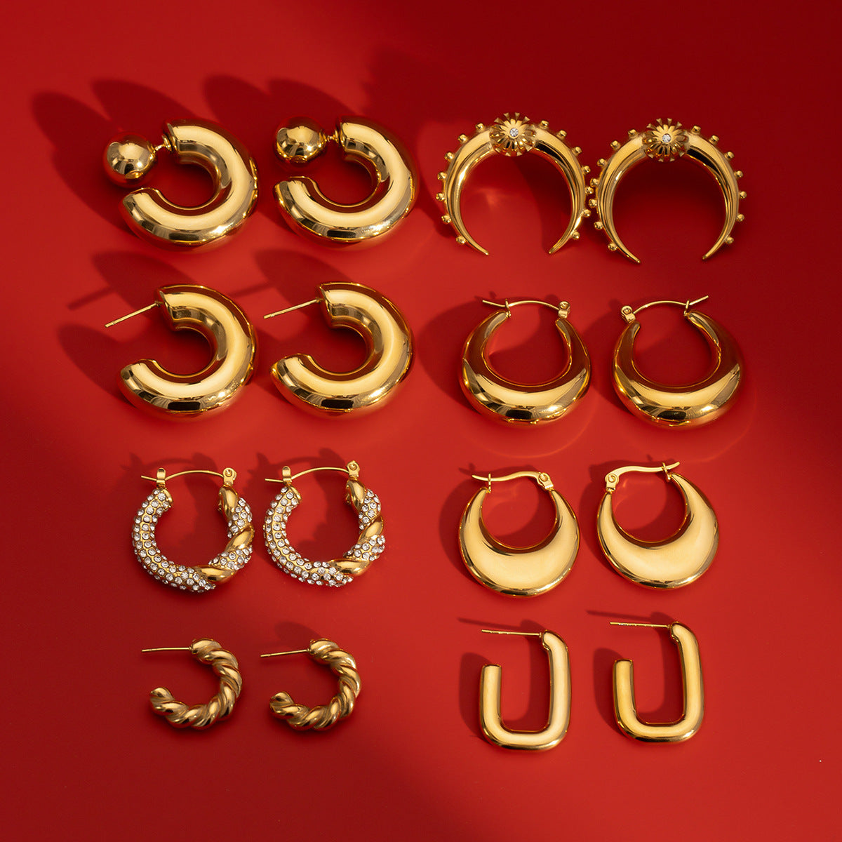 stainless steel double c zircon stud earring