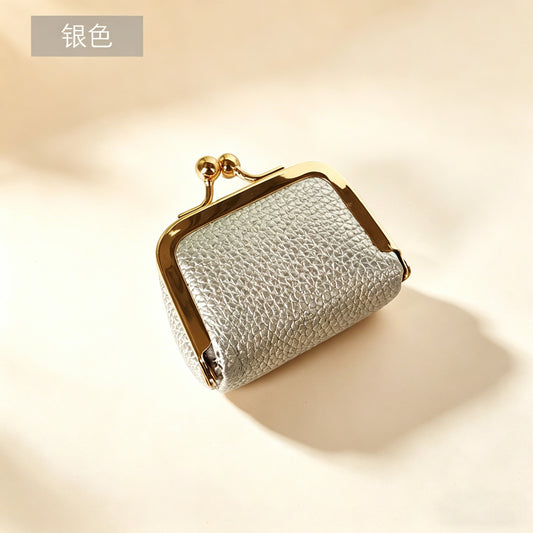 Mini Leather Kiss Lock Travel Jewelry Pouch