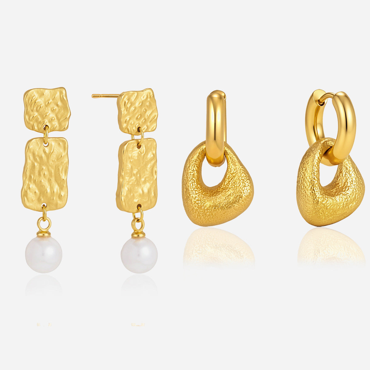 18k gold plated stainless steel pearl stud earrings