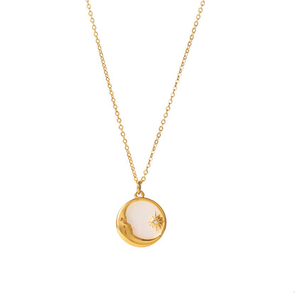 Stainless Steel White Mother‑of‑Pearl Necklace