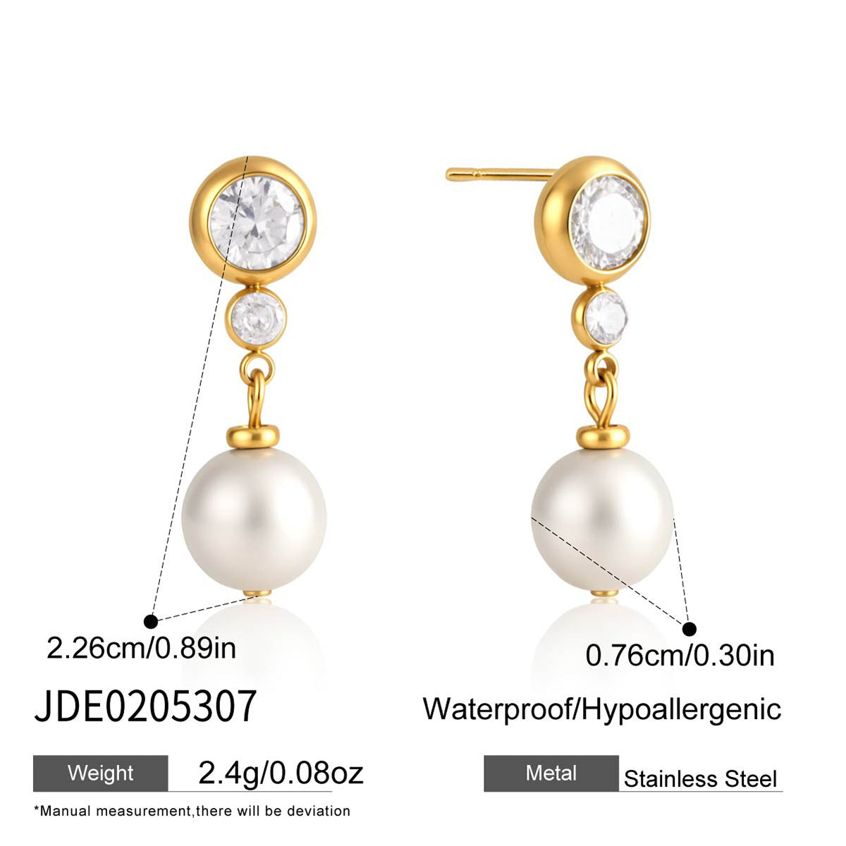 18k gold plated pearl pendant with zircon