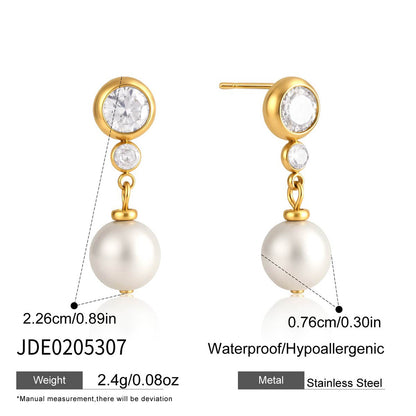 18K Gold Plated Pearl Pendant with Zircon