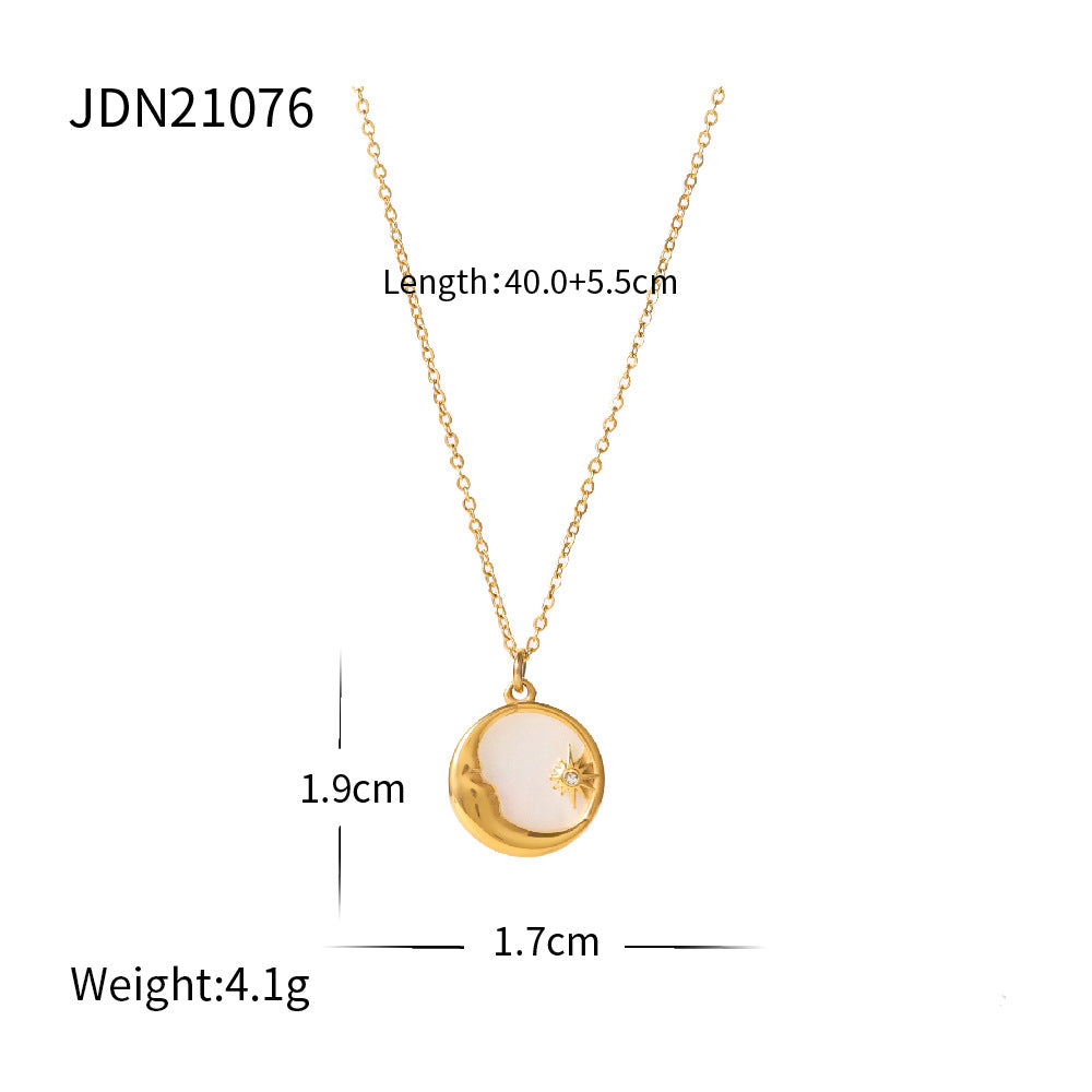 stainless steel white mother‑of‑pearl necklace