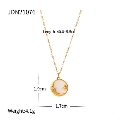 Stainless Steel White Mother‑of‑Pearl Necklace