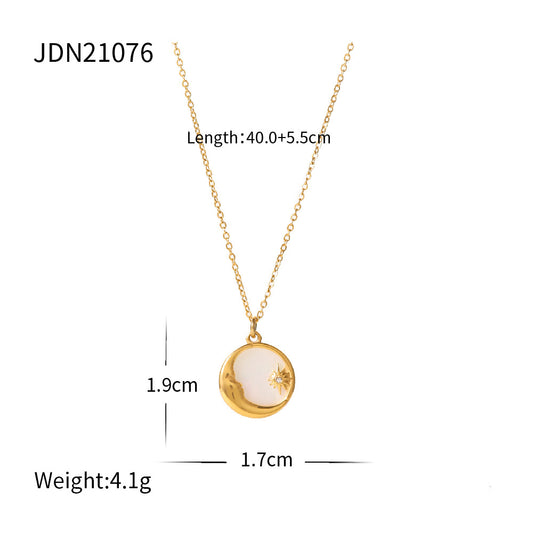 Stainless Steel White Mother‑of‑Pearl Necklace
