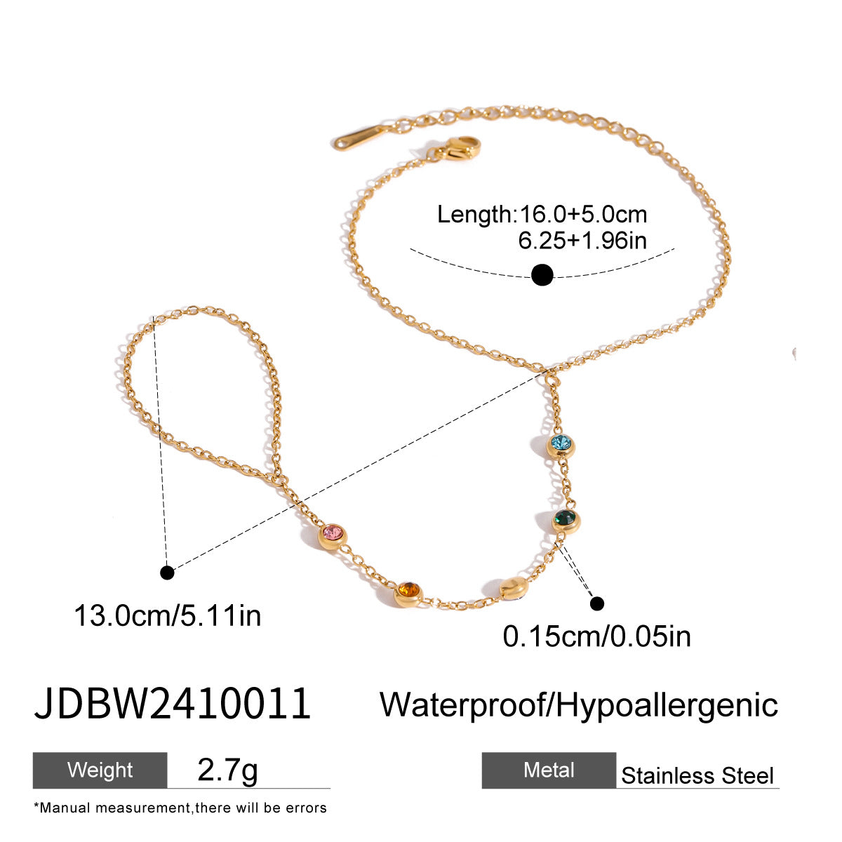 stainless steel zircon pearl ring bracelet