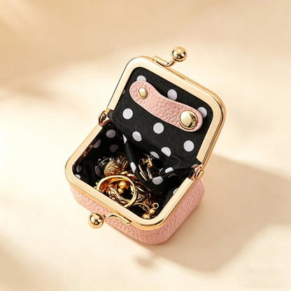 Mini Leather Kiss Lock Travel Jewelry Pouch