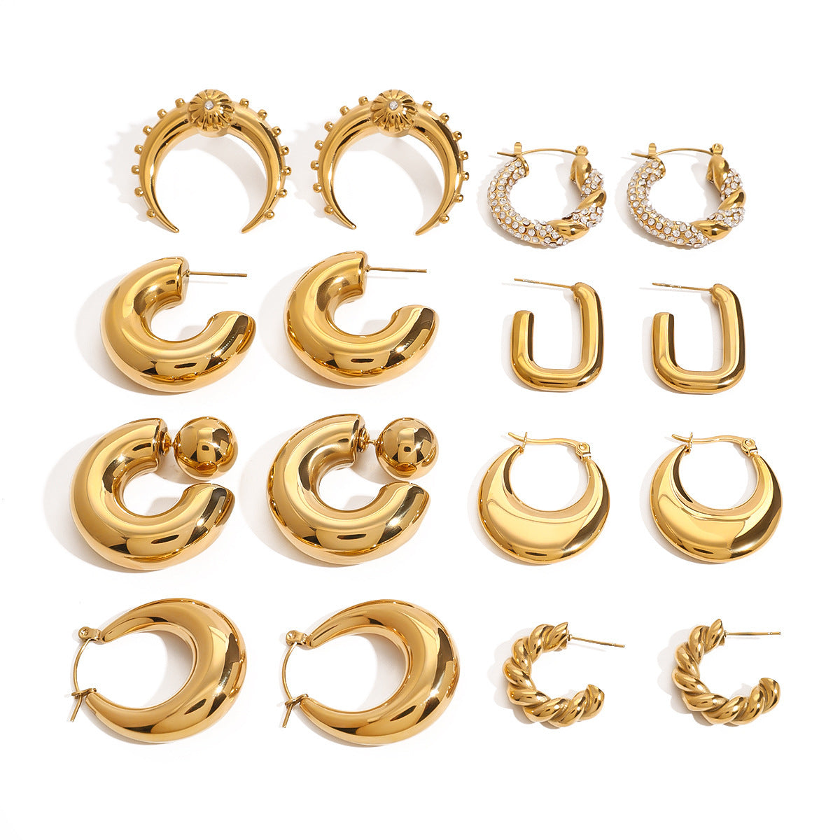 stainless steel double c zircon stud earring
