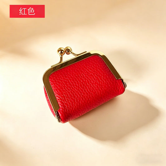 Mini Leather Kiss Lock Travel Jewelry Pouch