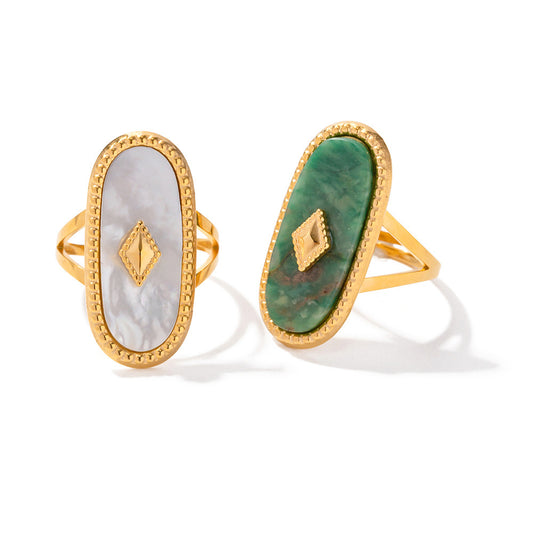 Natural White Mother of Pearl Rectangular Ring