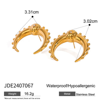 Stainless Steel Double C Zircon Stud Earring