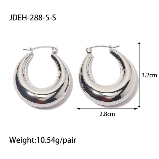 Stainless Steel Double C Zircon Stud Earring