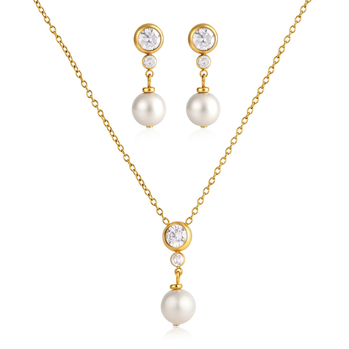 18k gold plated pearl pendant with zircon