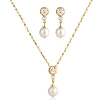 18K Gold Plated Pearl Pendant with Zircon