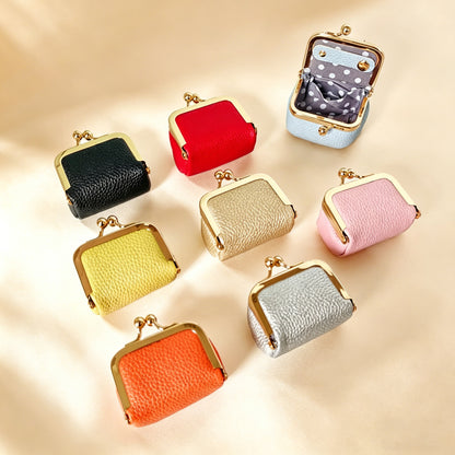 Mini Leather Kiss Lock Travel Jewelry Pouch