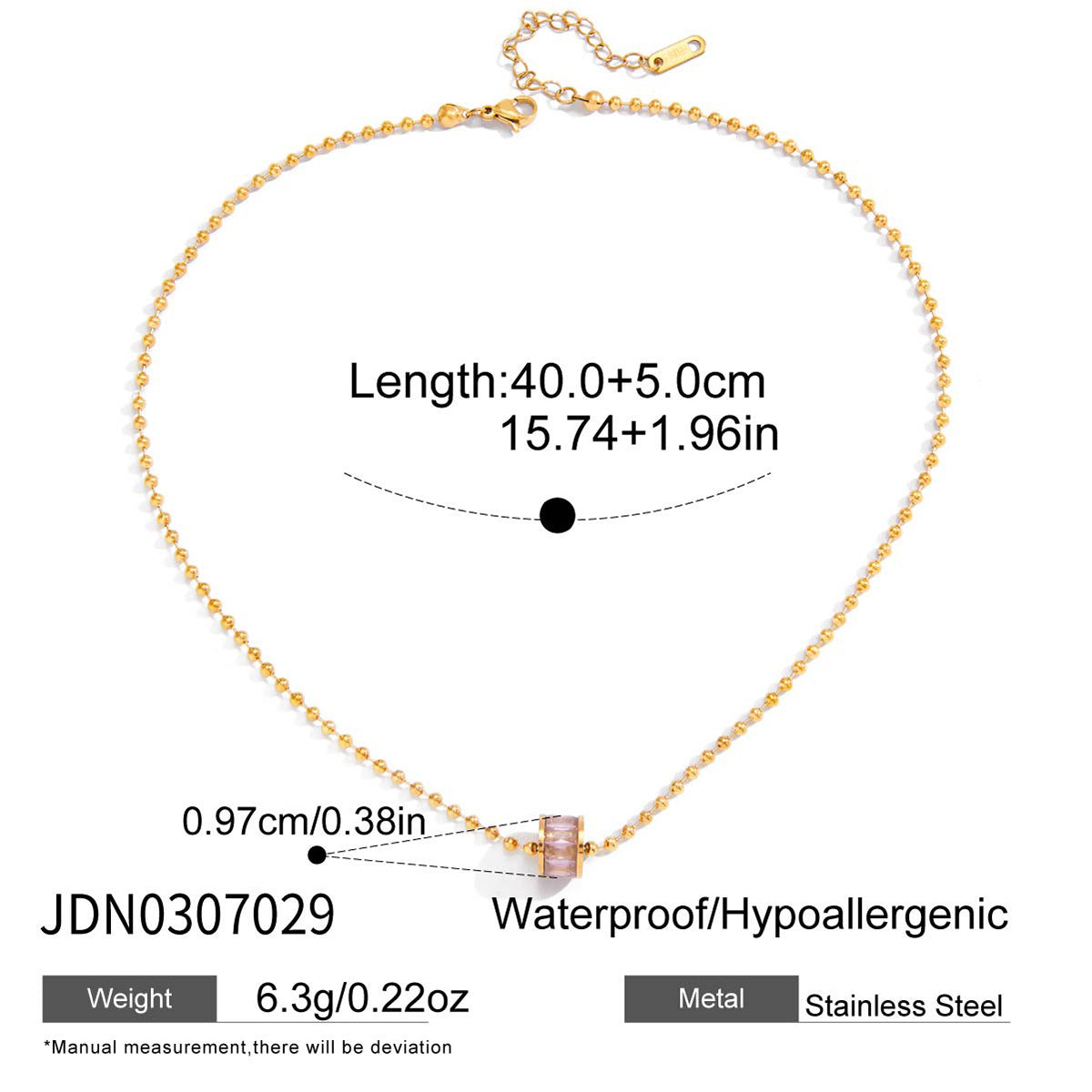 lucky stainless steel zircon round pendant