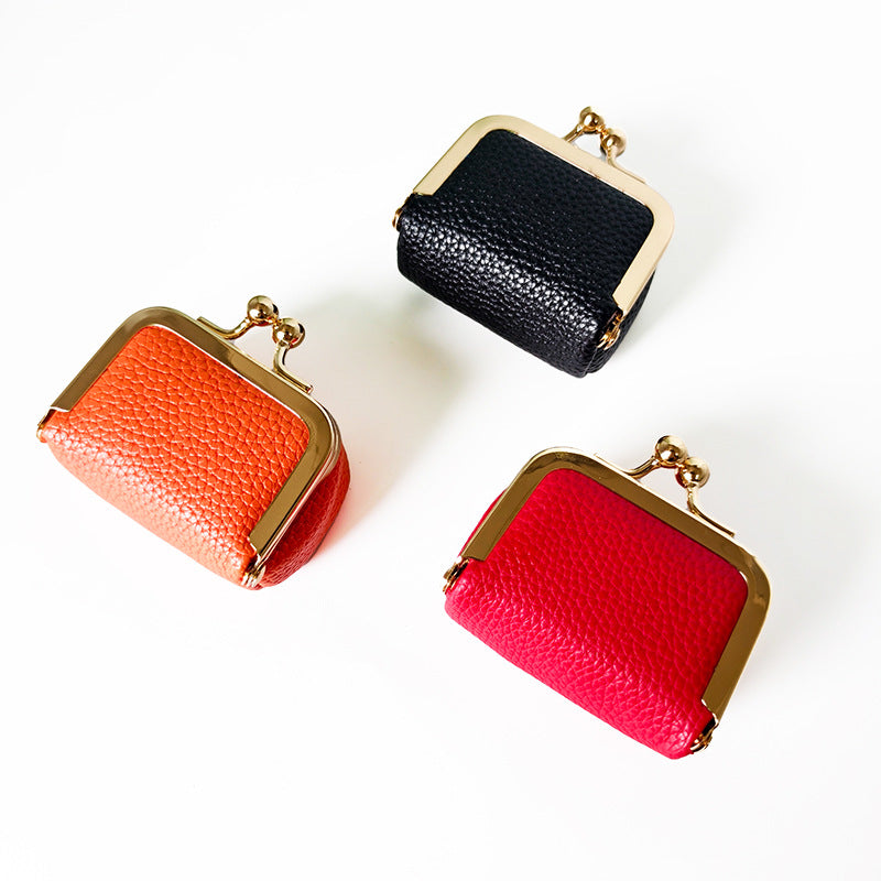 mini leather kiss lock travel jewelry pouch