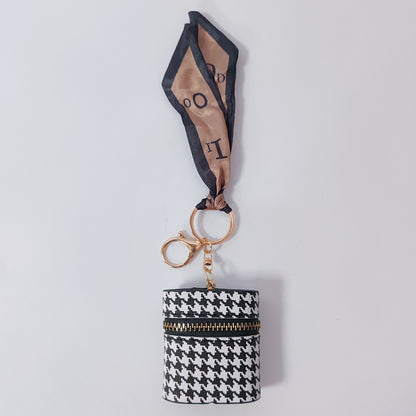 Mini PU Leather Earphone Pouch & Lipstick Bag Keychain