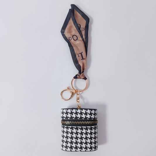 Mini PU Leather Earphone Pouch & Lipstick Bag Keychain