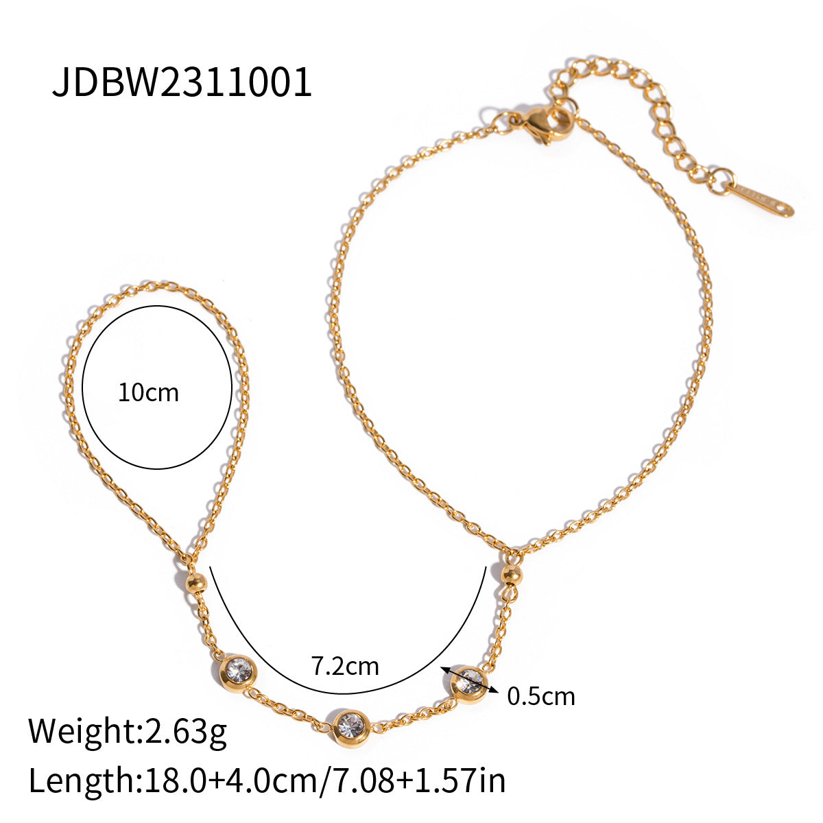 stainless steel zircon pearl ring bracelet